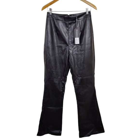 WHITE FOX VEGAN FAUX LEATHER PANTS HIGH RISE BOOT CUT WOMEN'S MEDIUM  BLACK NWT - Picture 4 of 16